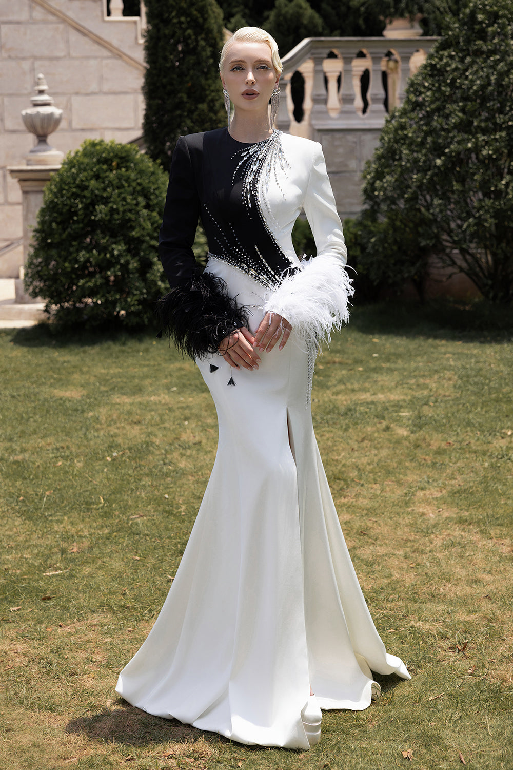 lyra maxi dress Women's Lyra Mermaid Maxi Dress S/M/L/XL/XXL/3XL/Customize White & Black  MEAN BLVD