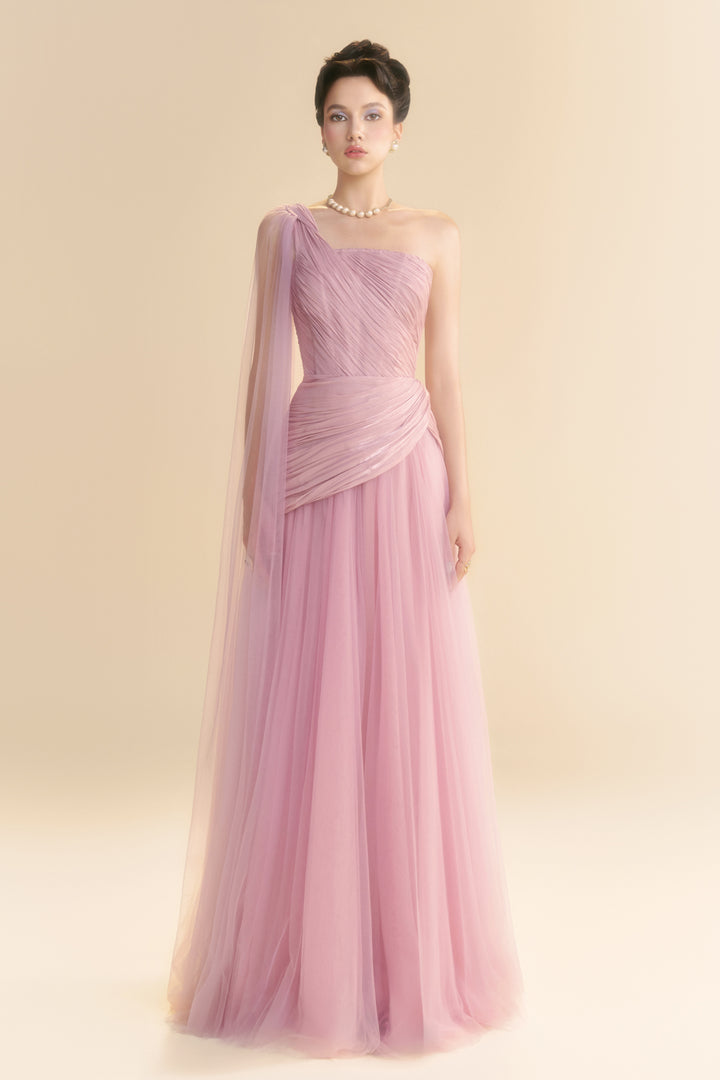 Lyssandra One Shoulder Draped Maxi Dress - MEAN BLVD