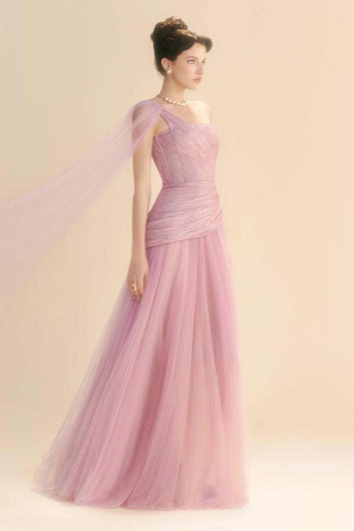 Lyssandra One Shoulder Draped Maxi Dress - MEAN BLVD