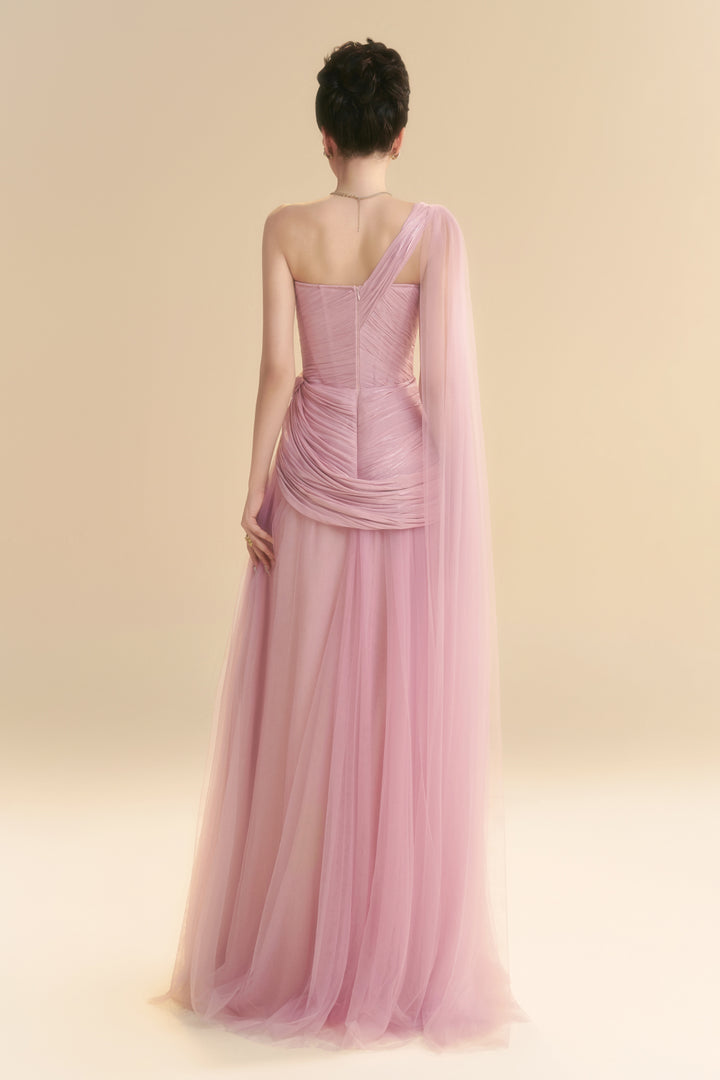 Lyssandra One Shoulder Draped Maxi Dress - MEAN BLVD