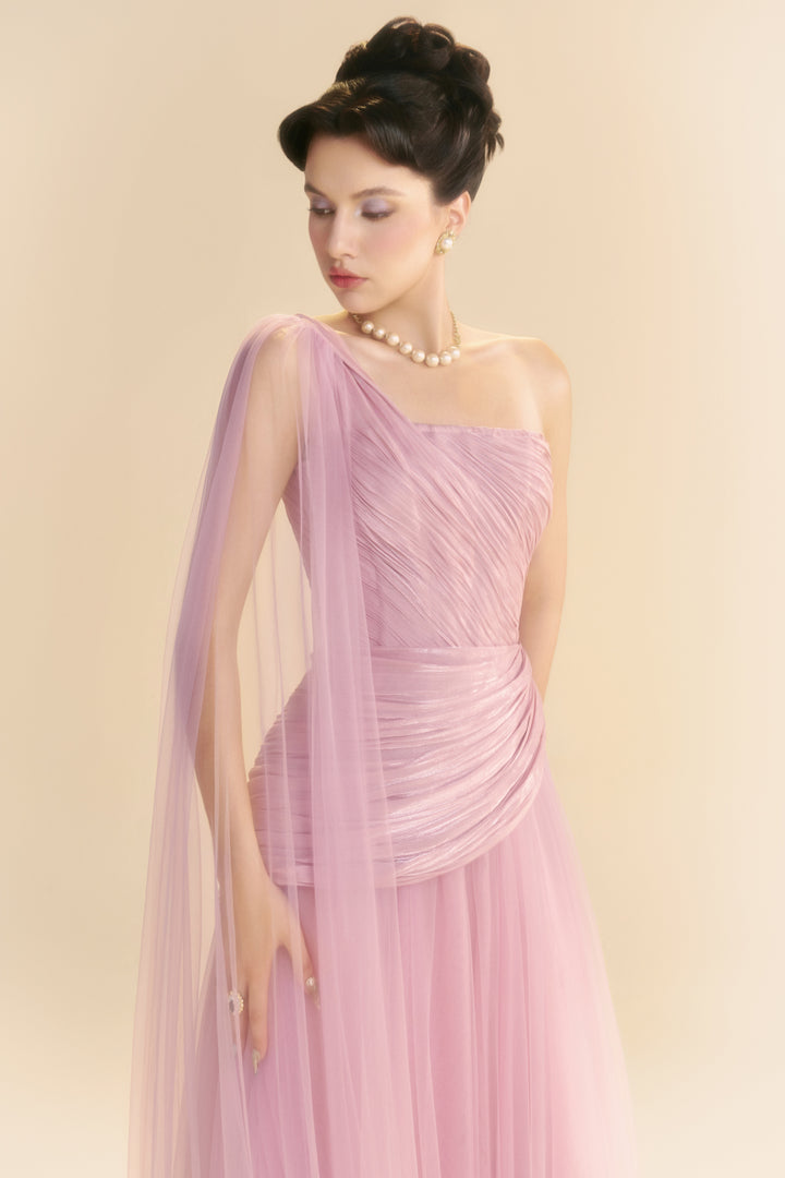 Lyssandra One Shoulder Draped Maxi Dress - MEAN BLVD