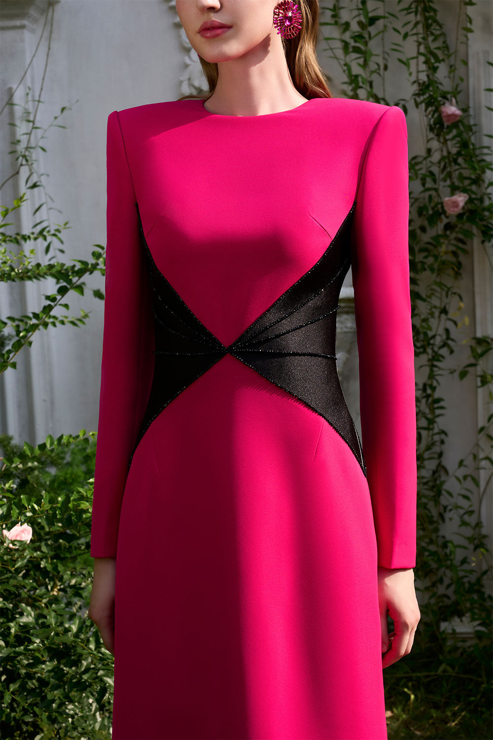 Kyra A-line Square Shoulder Silk Crepe Floor Length Dress