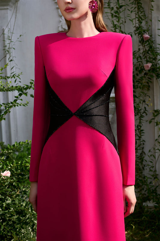 Kyra A-line Square Shoulder Silk Crepe Floor Length Dress