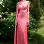 Colette Halter Extended Flap Silk Floor Length Dress