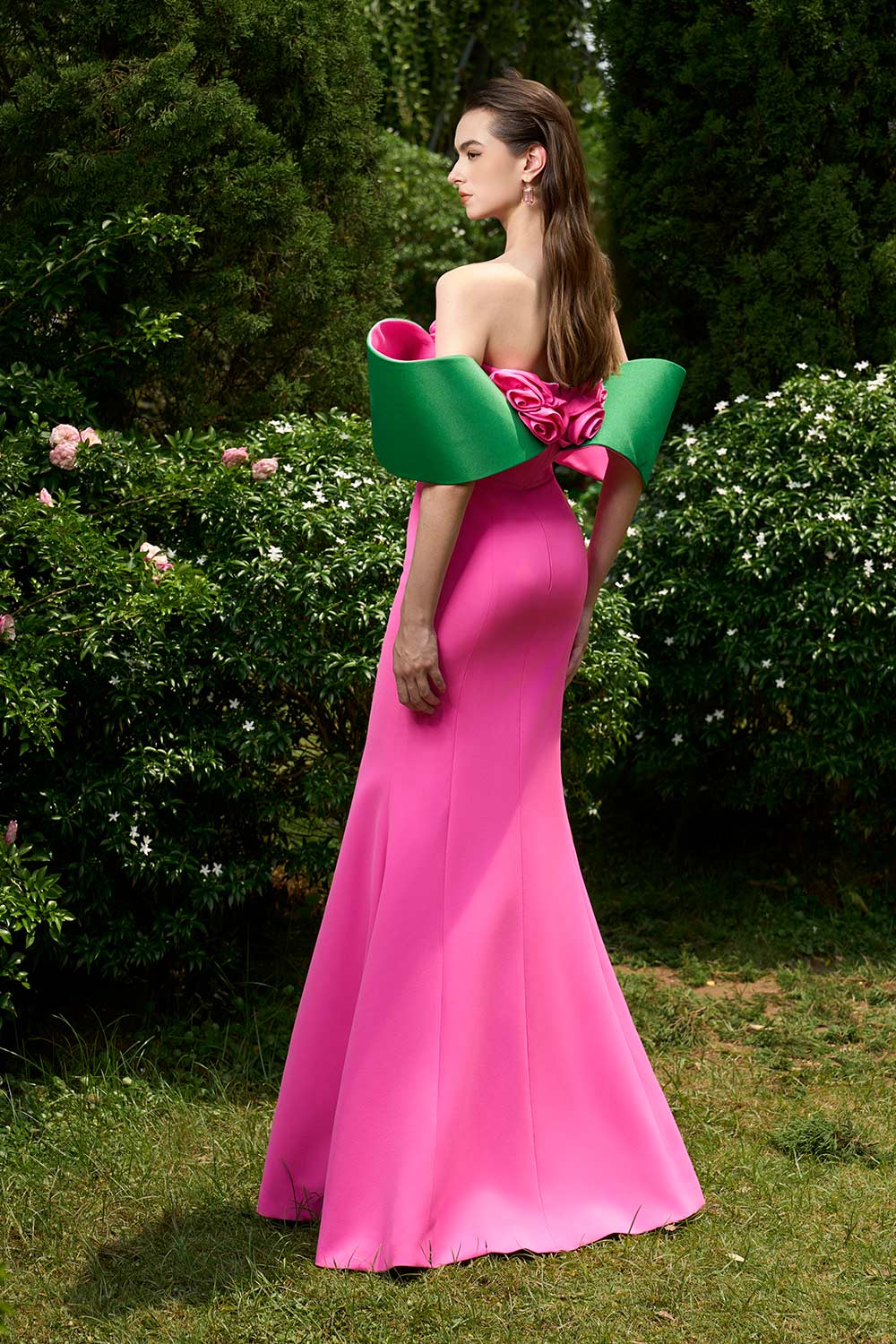 Mikaela Trumpet Off-Shoulder Silk Crepe Floor Length Dress