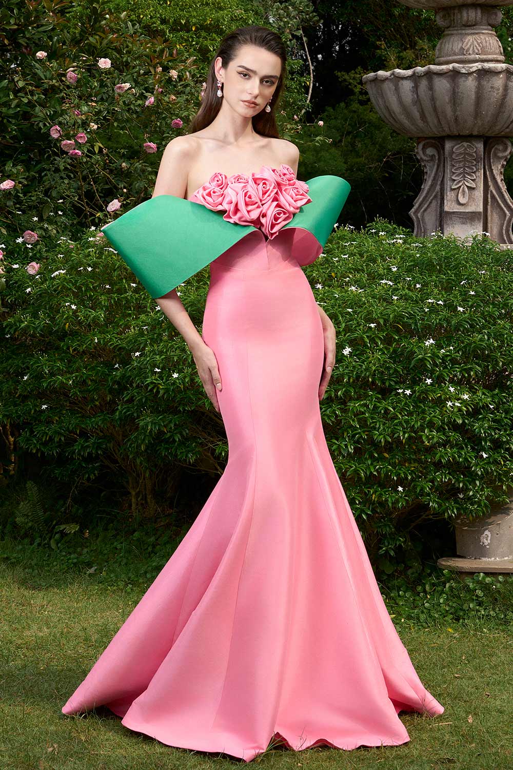 Adrianna Mermaid Off-Shoulder Taffeta Floor Length Dress