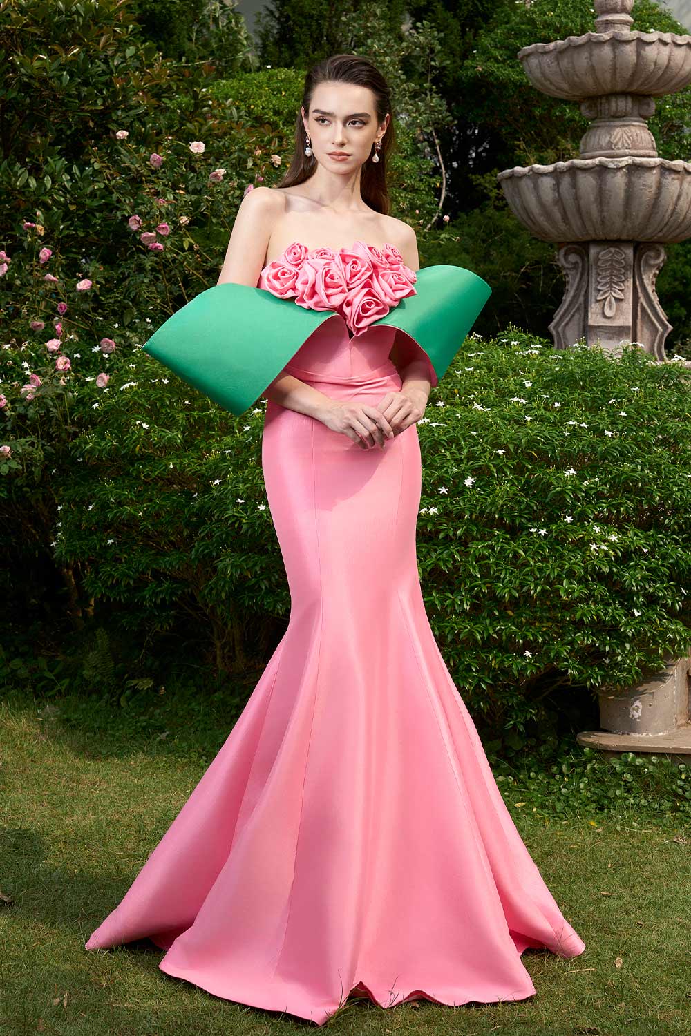 Adrianna Mermaid Off-Shoulder Taffeta Floor Length Dress