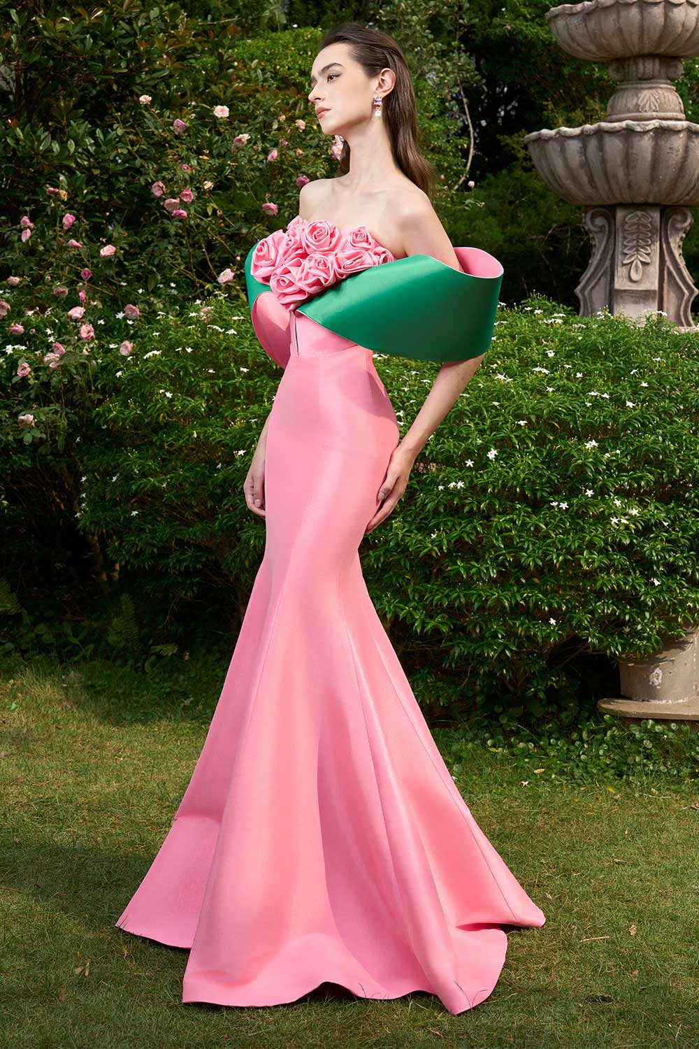 Adrianna Mermaid Off-Shoulder Taffeta Floor Length Dress