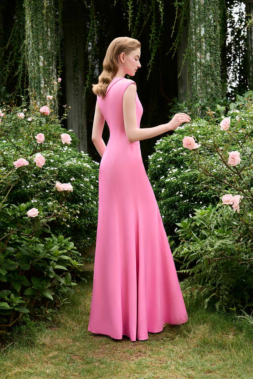 Parker Mermaid Mock Neck Silk Floor Length Dress