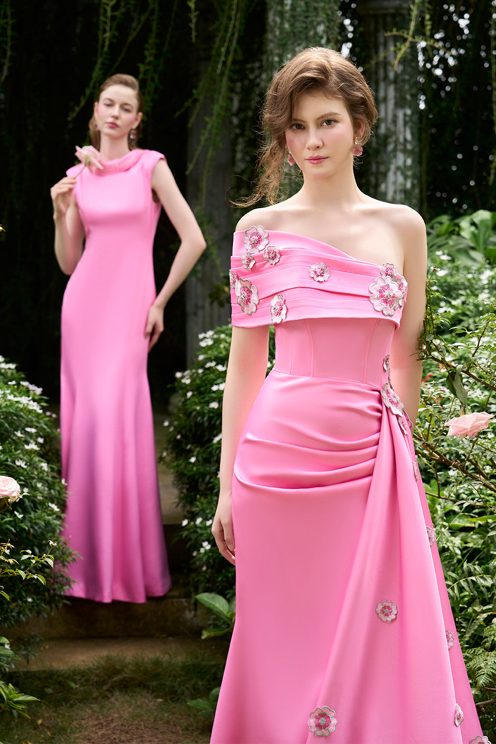 Parker Mermaid Mock Neck Silk Floor Length Dress