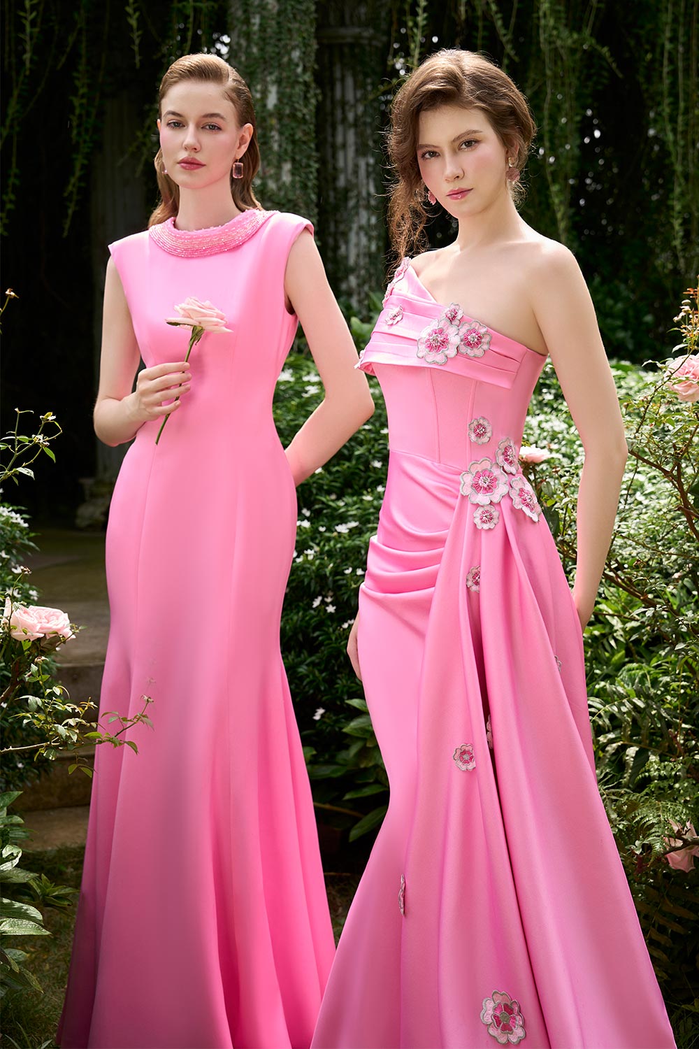 Parker Mermaid Mock Neck Silk Floor Length Dress