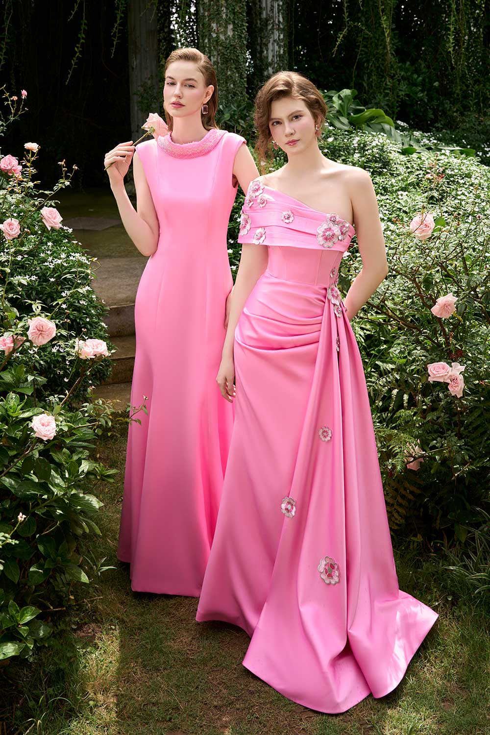 Alora Trumpet Asymmetric Silk Floor Length Dress