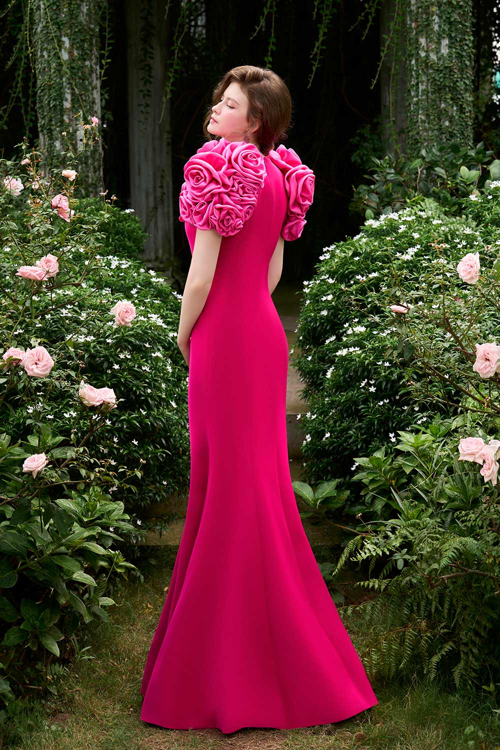 Alani Mermaid Square Neck Silk Crepe Floor Length Dress