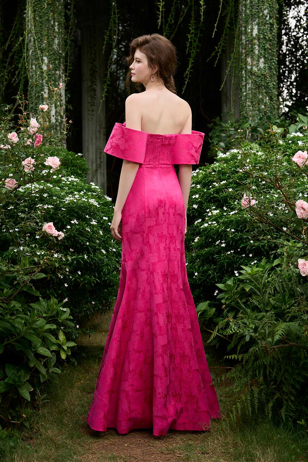 Shiloh Trumpet Corset Brocade Floor Length Dress