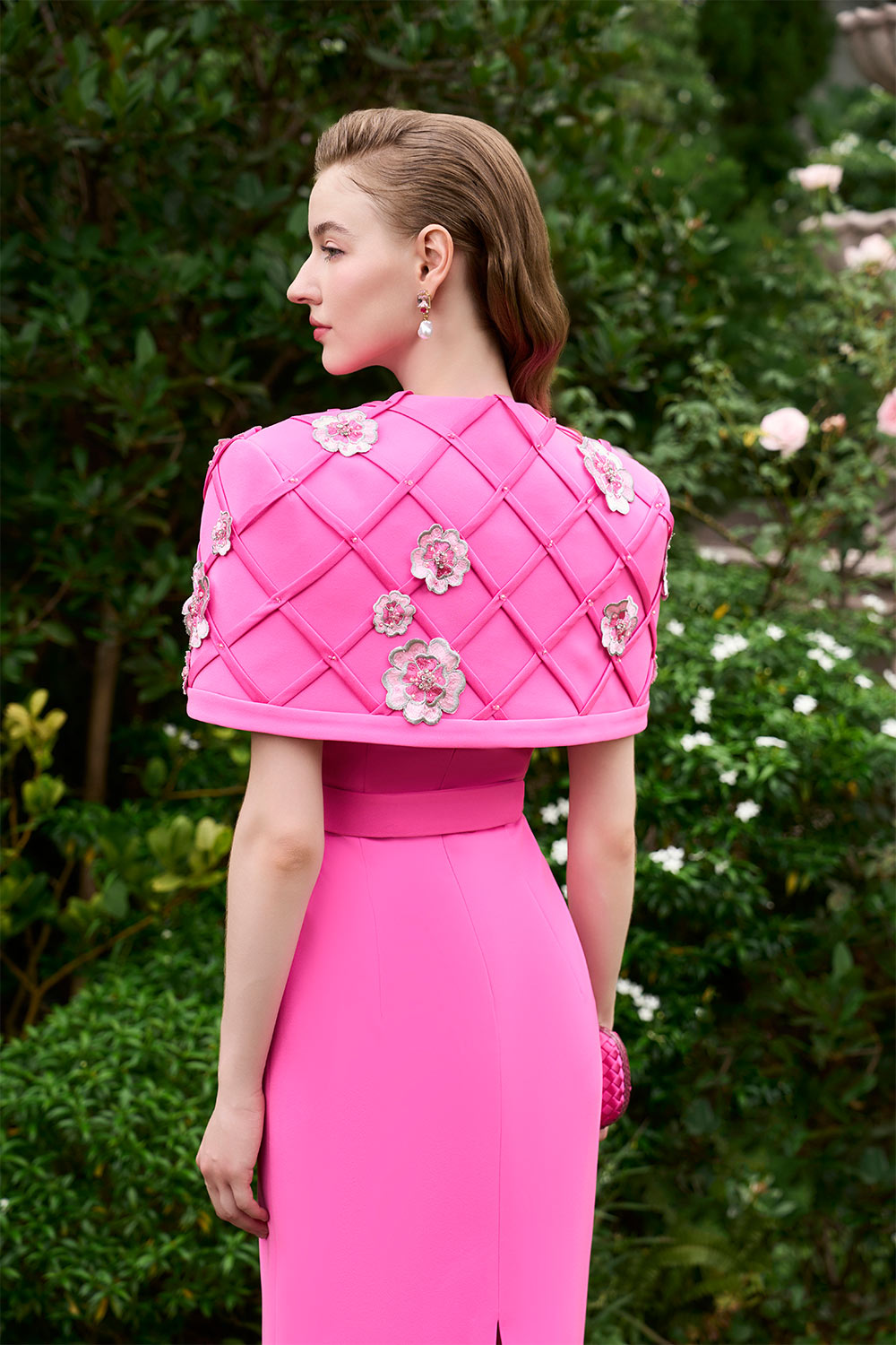 Kaydence Sheath Cape Shoulder Silk Crepe Floor Length Set