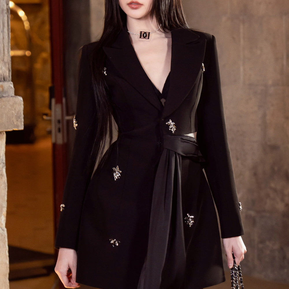 Harper A-line Notch Lapel Polycotton Mini Dress