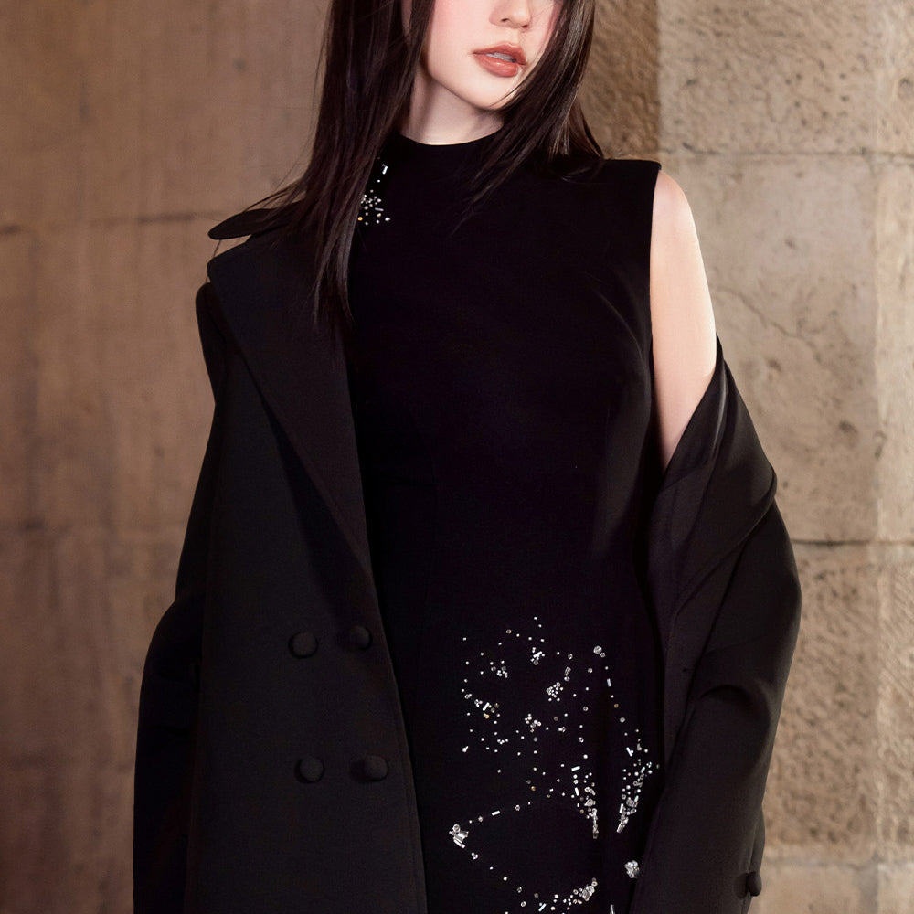 Villian A-line Stone Velvet Mini Dress