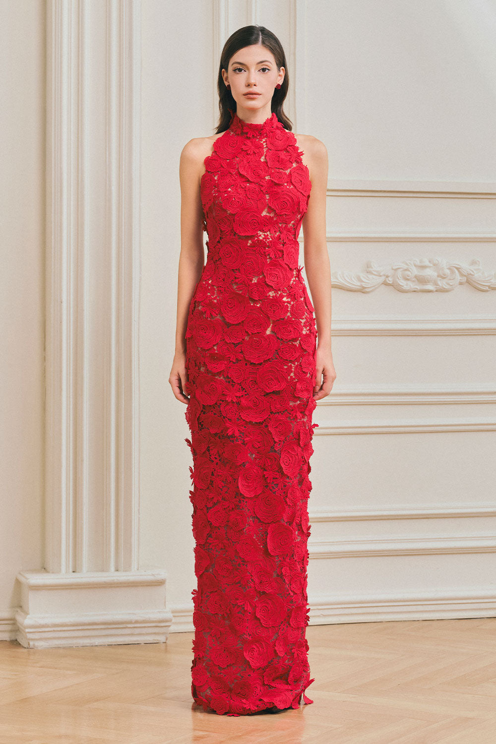Lily Sheath Sleeveless Lace Maxi Dress