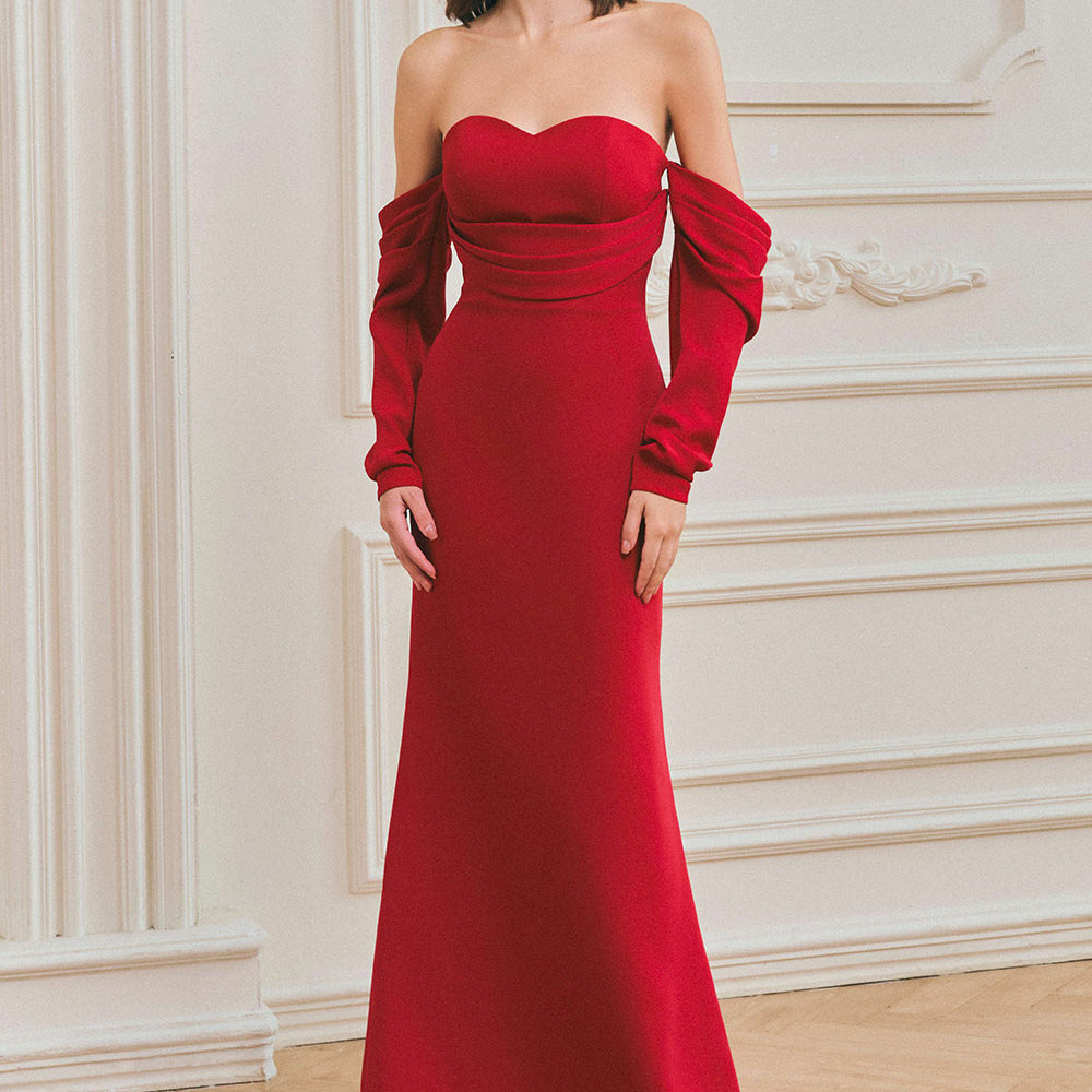 Layla Mermaid Off-Shoulder Twill Maxi Dress