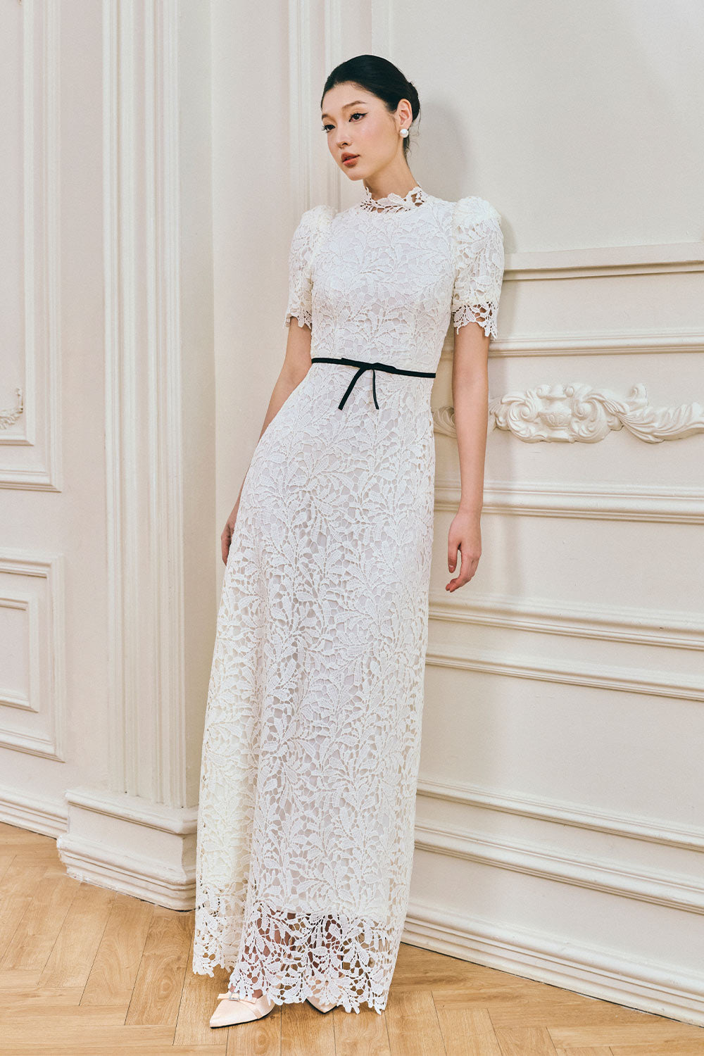 a line mock neck dress Rihoas Mock Neck Cap Sleeve Solid Pleated Drop Waist Flare A Line Midi Dress, Apricot / XS