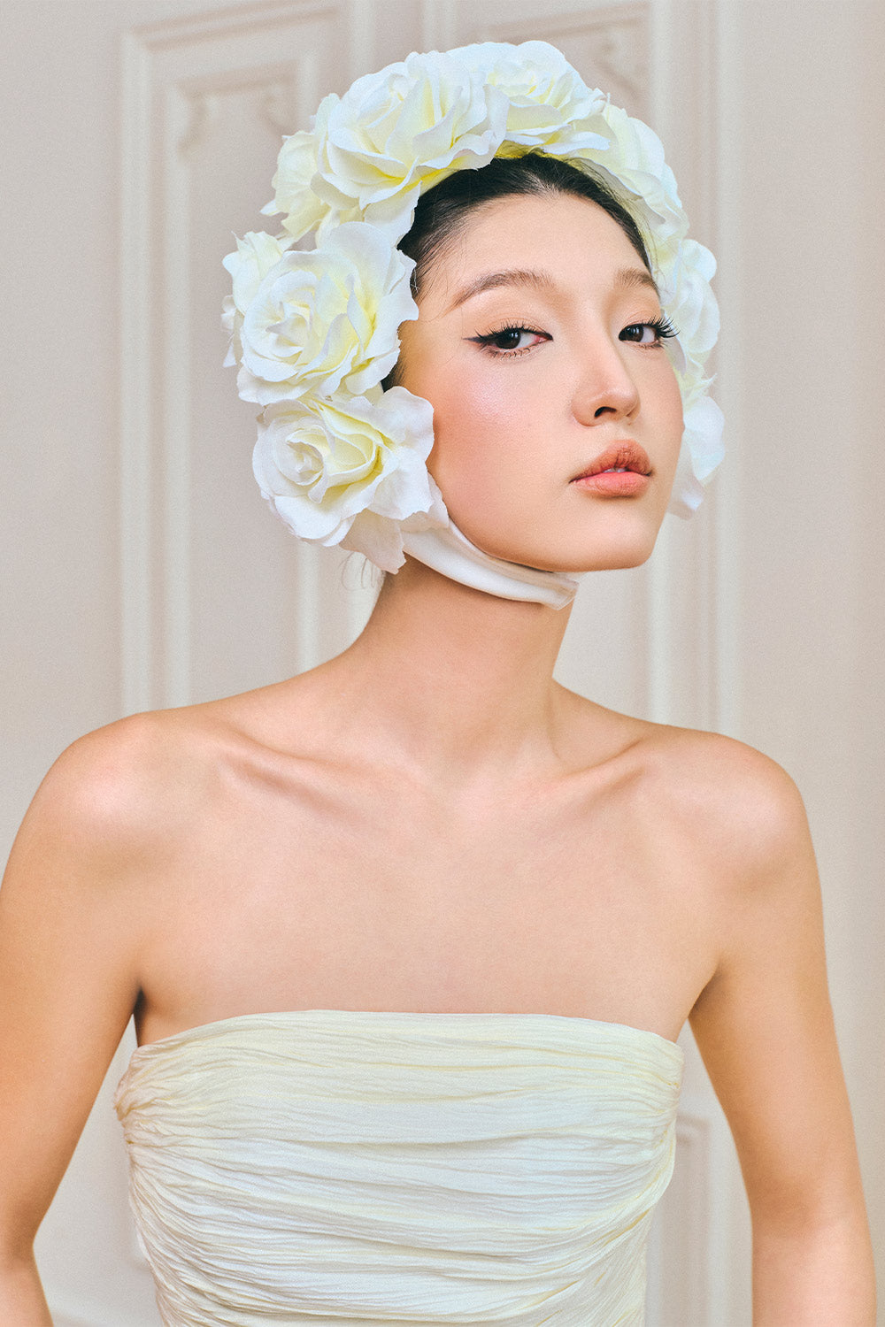 Vivienne A-line Straight Across Neck Silk Maxi Dress