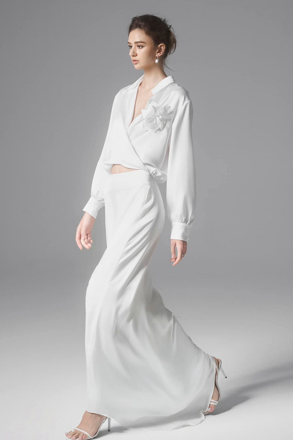 Safont A-line Basic Silk Blend Maxi Skirt
