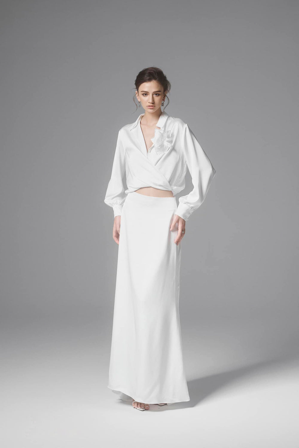 Safont A-line Basic Silk Blend Maxi Skirt