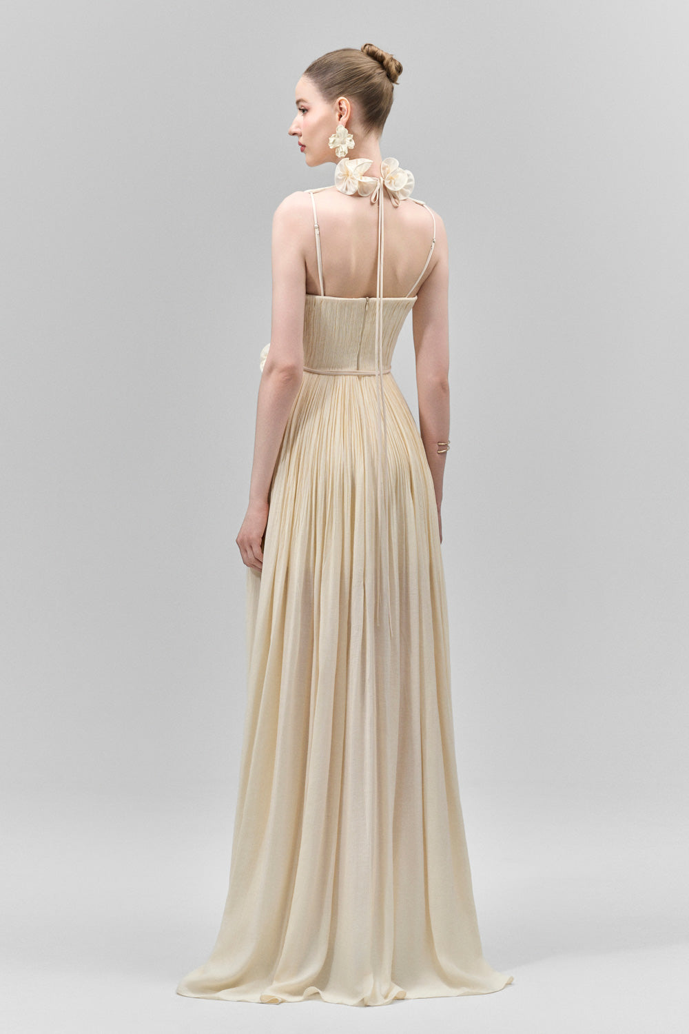 Nasir Gathered Scoop Neck Tencel Floor Length Dress