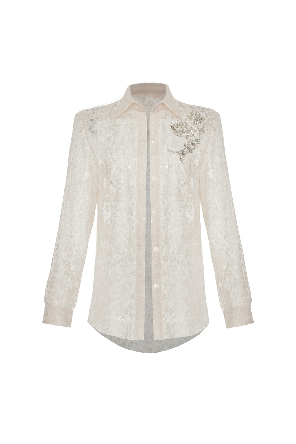 Luminara Straight Collared Neck Lace Shirt