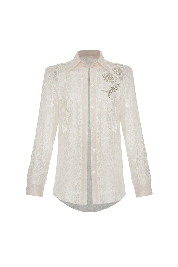 Luminara Straight Collared Neck Lace Shirt