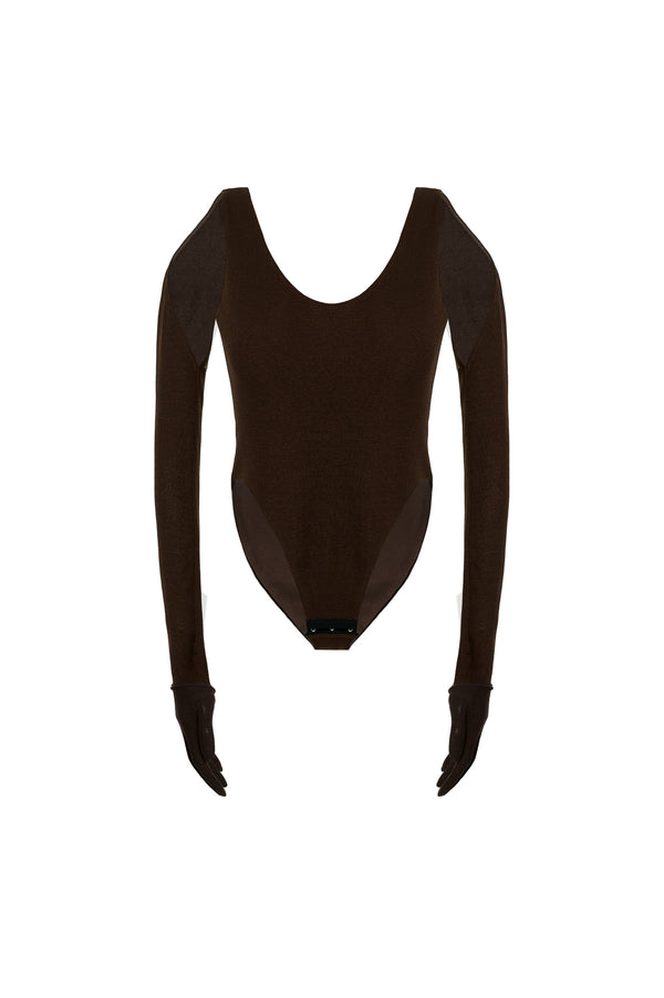 Thalindra Bodycon Scoop Neck Jersey Bodysuit