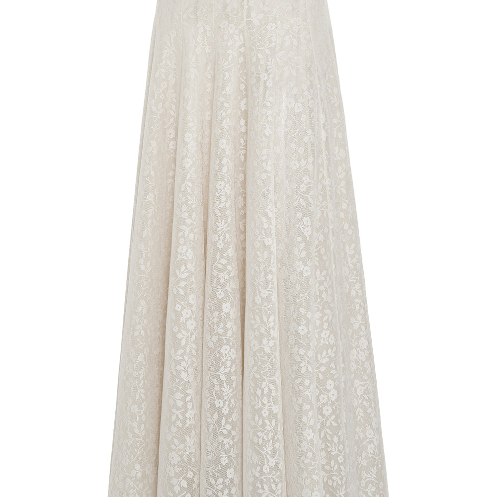 Luminara A-line High Waist Lace Floor Length Skirt