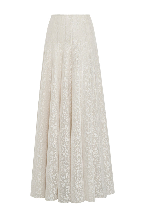 Luminara A-line High Waist Lace Floor Length Skirt