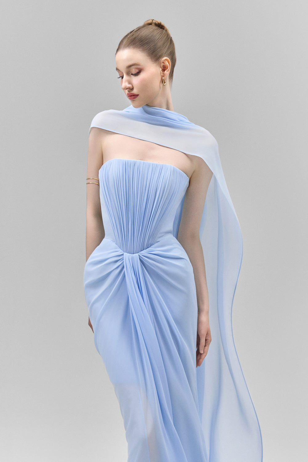 Women's Marivelle Sheath Scarf Neck Chiffon Floor Length Dress S/M/L/XL/Customize Pastel Yellow/Light Blue/Sky Blue MEAN BLVD Women's Marivelle Sheath Scarf Neck Chiffon Floor Length Dress S/M/L/XL/Customize Pastel Yellow/Light Blue/Sky Blue MEAN BLVD