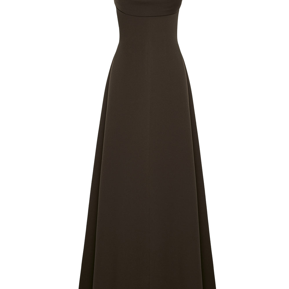 Lirien A-line Cowl Neck Crepe Floor Length Dress