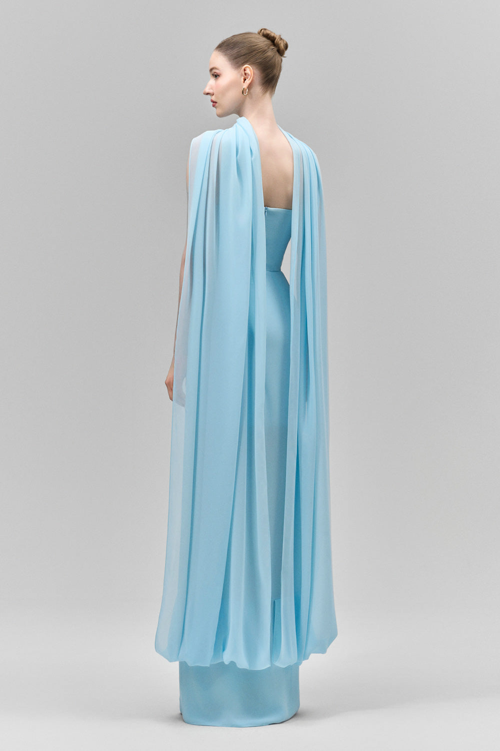 Marivelle Sheath Scarf Neck Chiffon Floor Length Dress