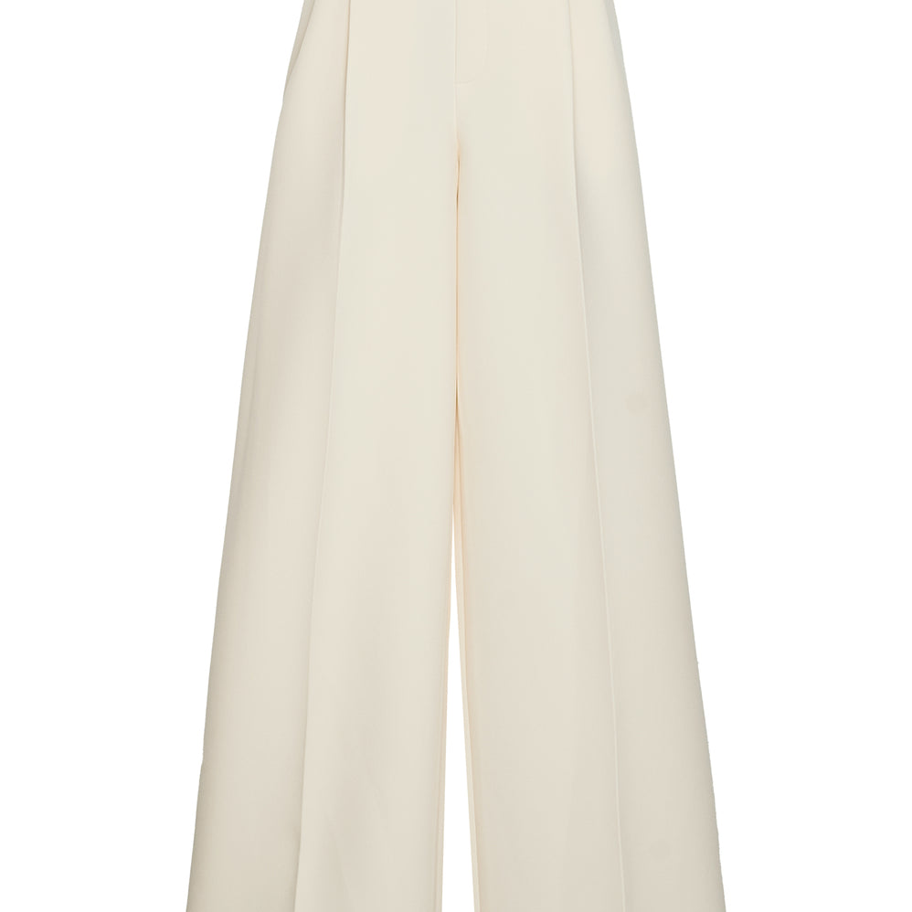 Veloria Straight Wide Leg Crepe Floor Length Pants