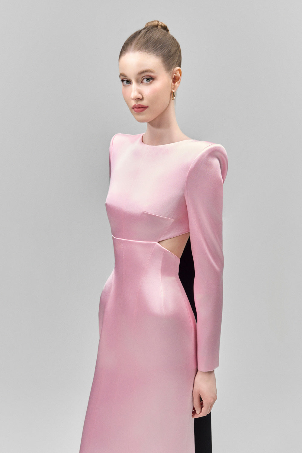 Elyndra Sheath Cut-Out Satin Floor Length Dress