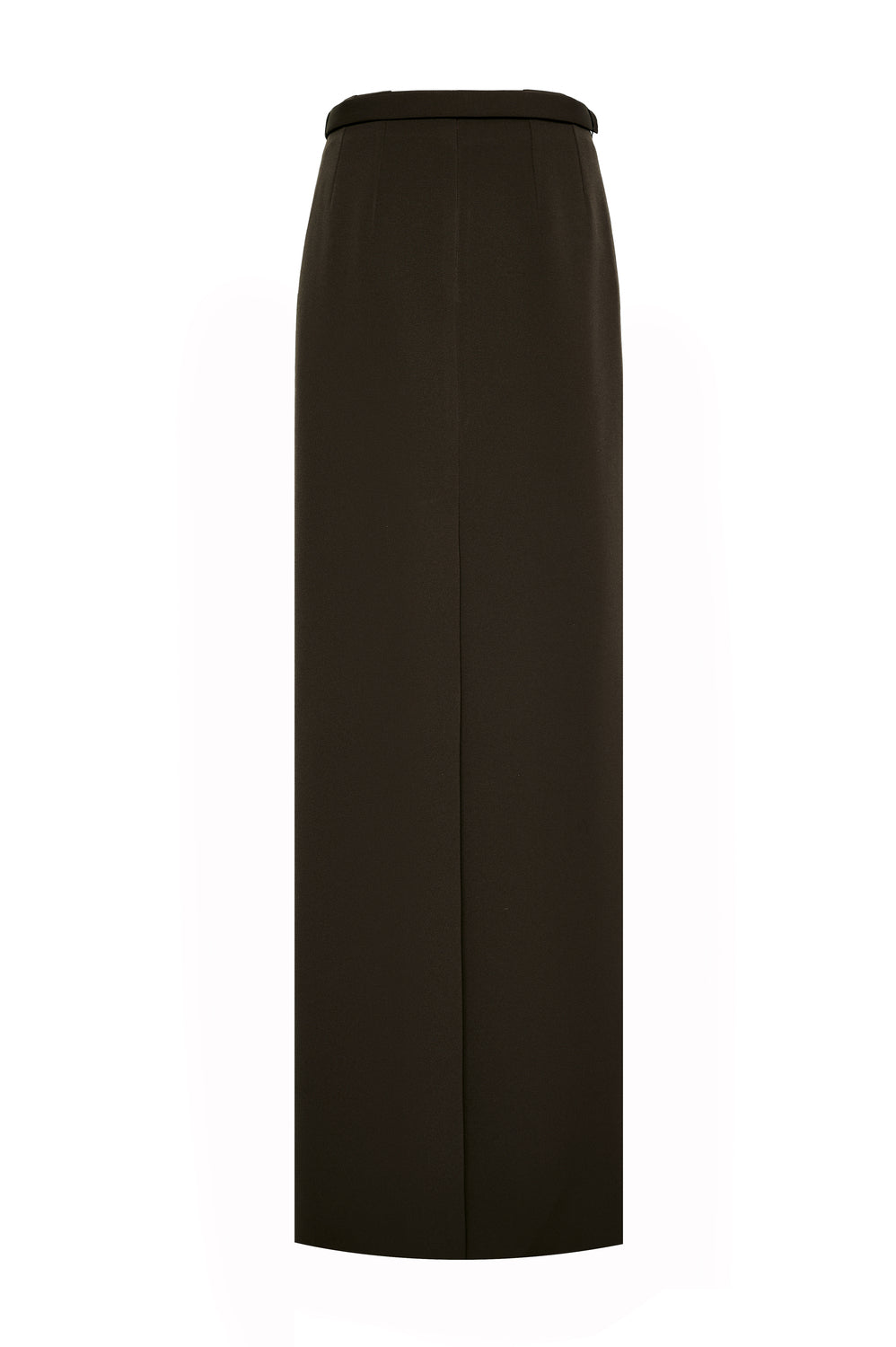 Sylvara Straight Belt Strap Crepe Floor Length Skirt