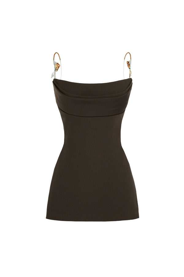 Veloria Peplum Spaghetti Strap Crepe Top