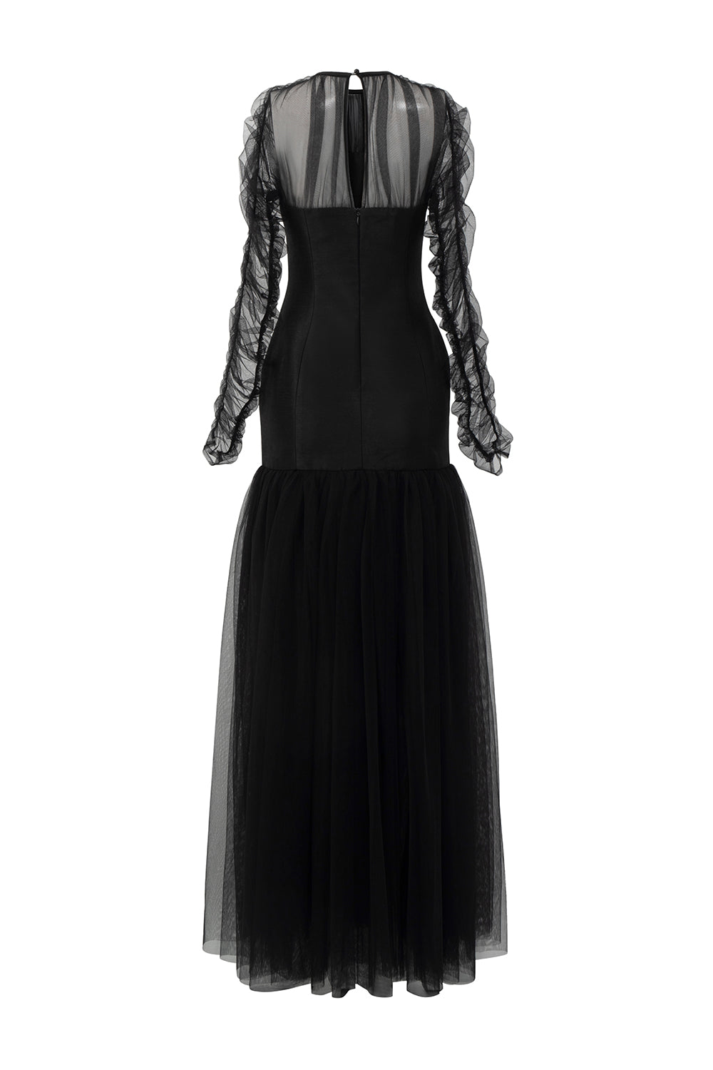 Morela Drop Waist See-Through Tulle Floor Length Dress