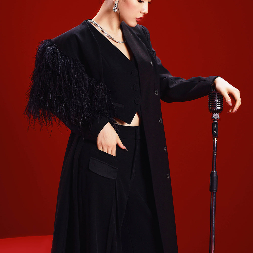 Cruella Straight Fringed Raw Cotton Calf Length Trench Coat