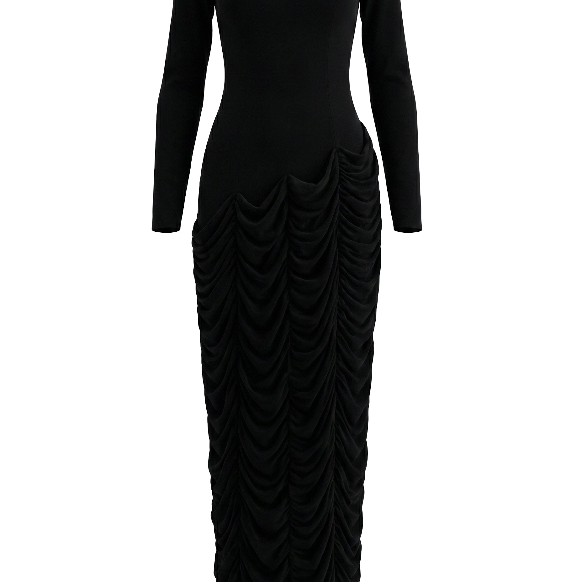 Zera Boat Neck Gathering Maxi Dress