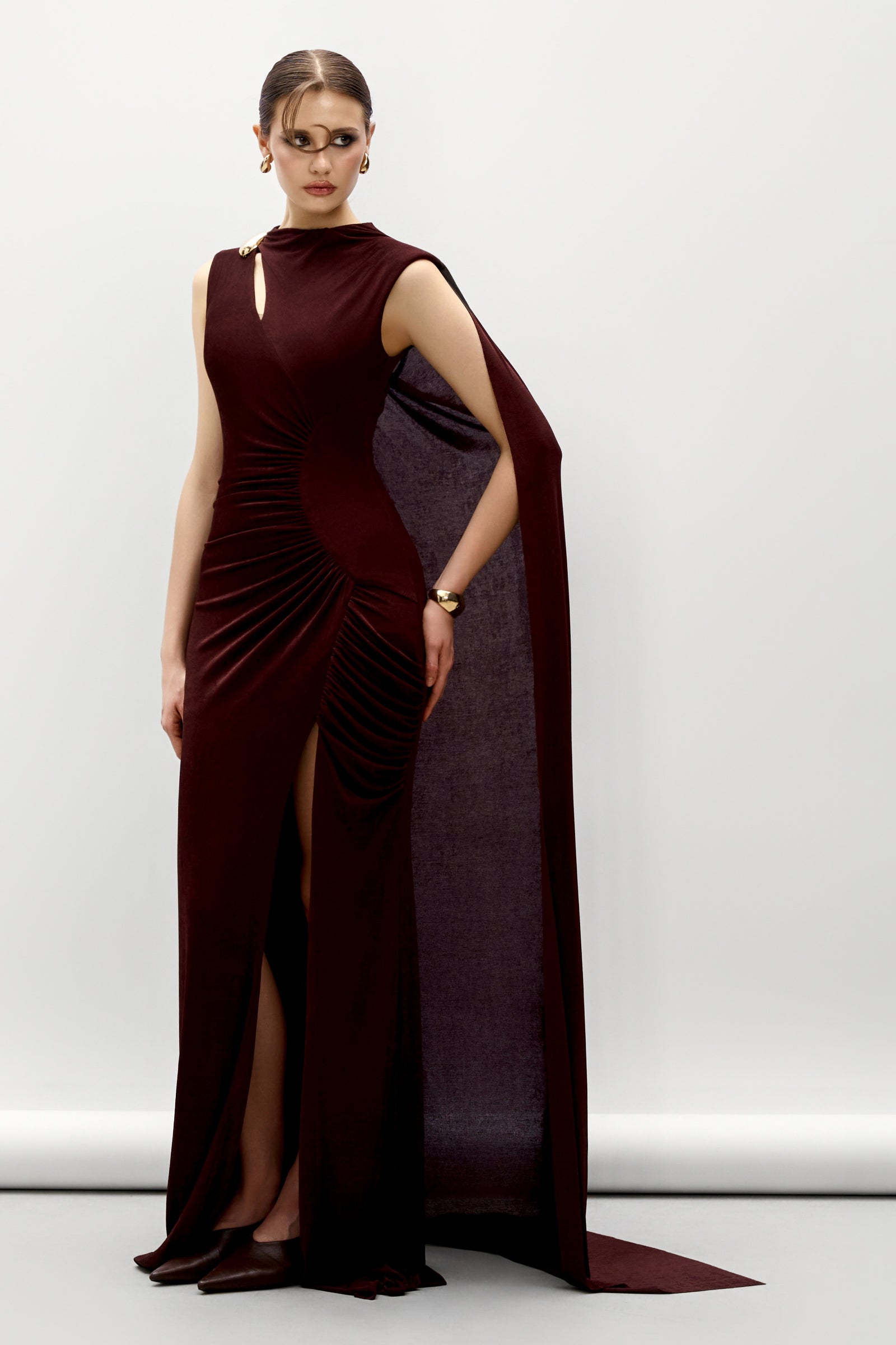 Vesper Cape Sleeve Maxi Dress