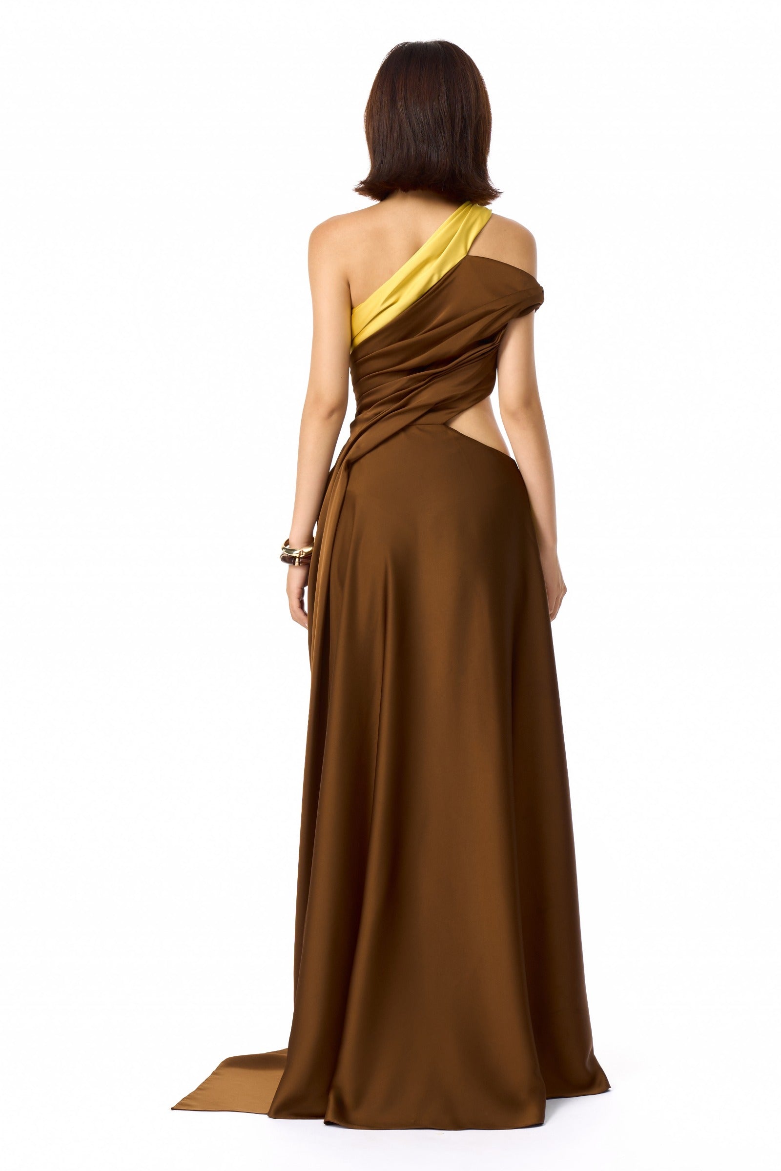 Spiral Asymmetric Neck Maxi Dress