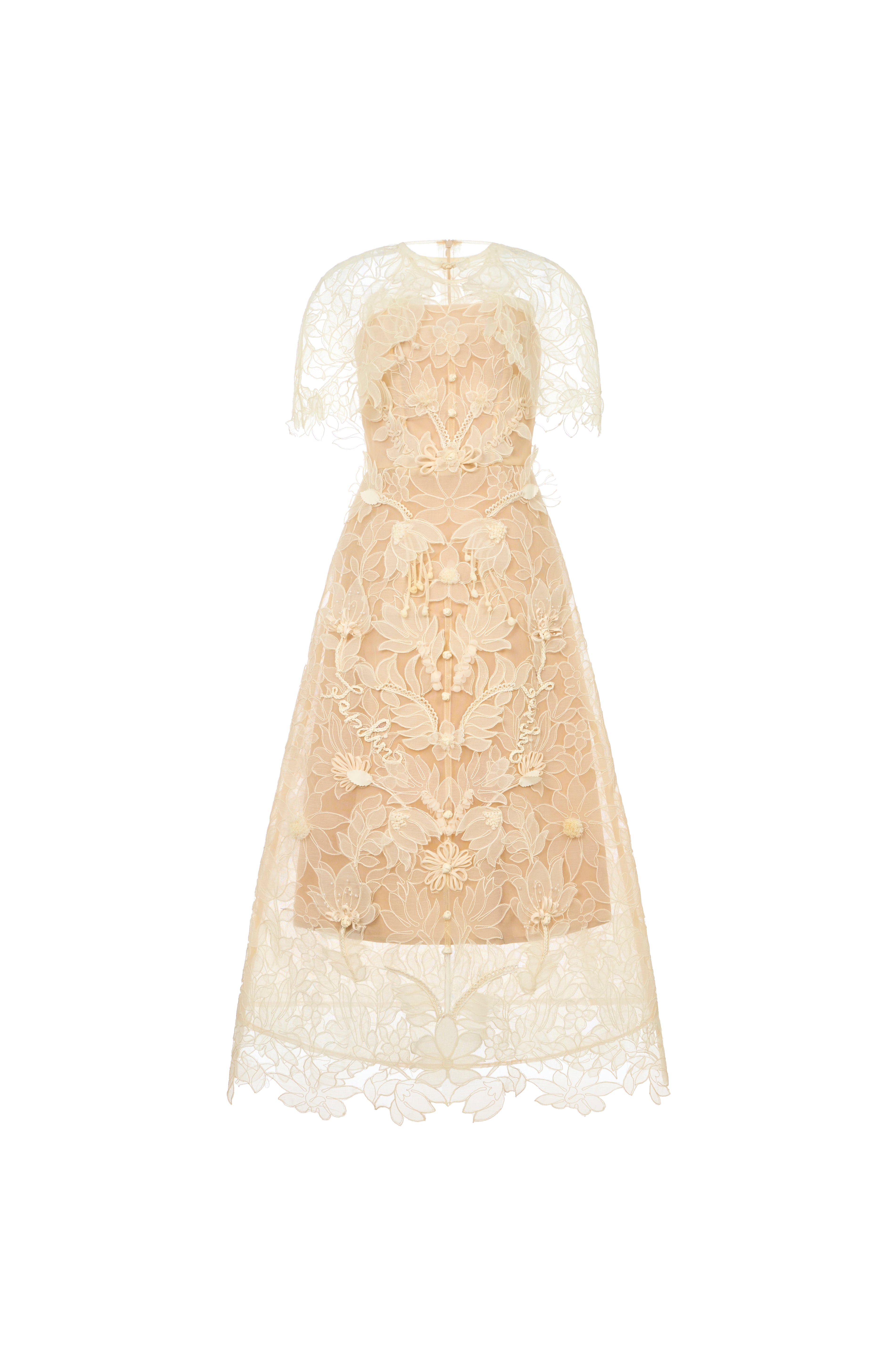 Sisley Floral Applique Midi Dress