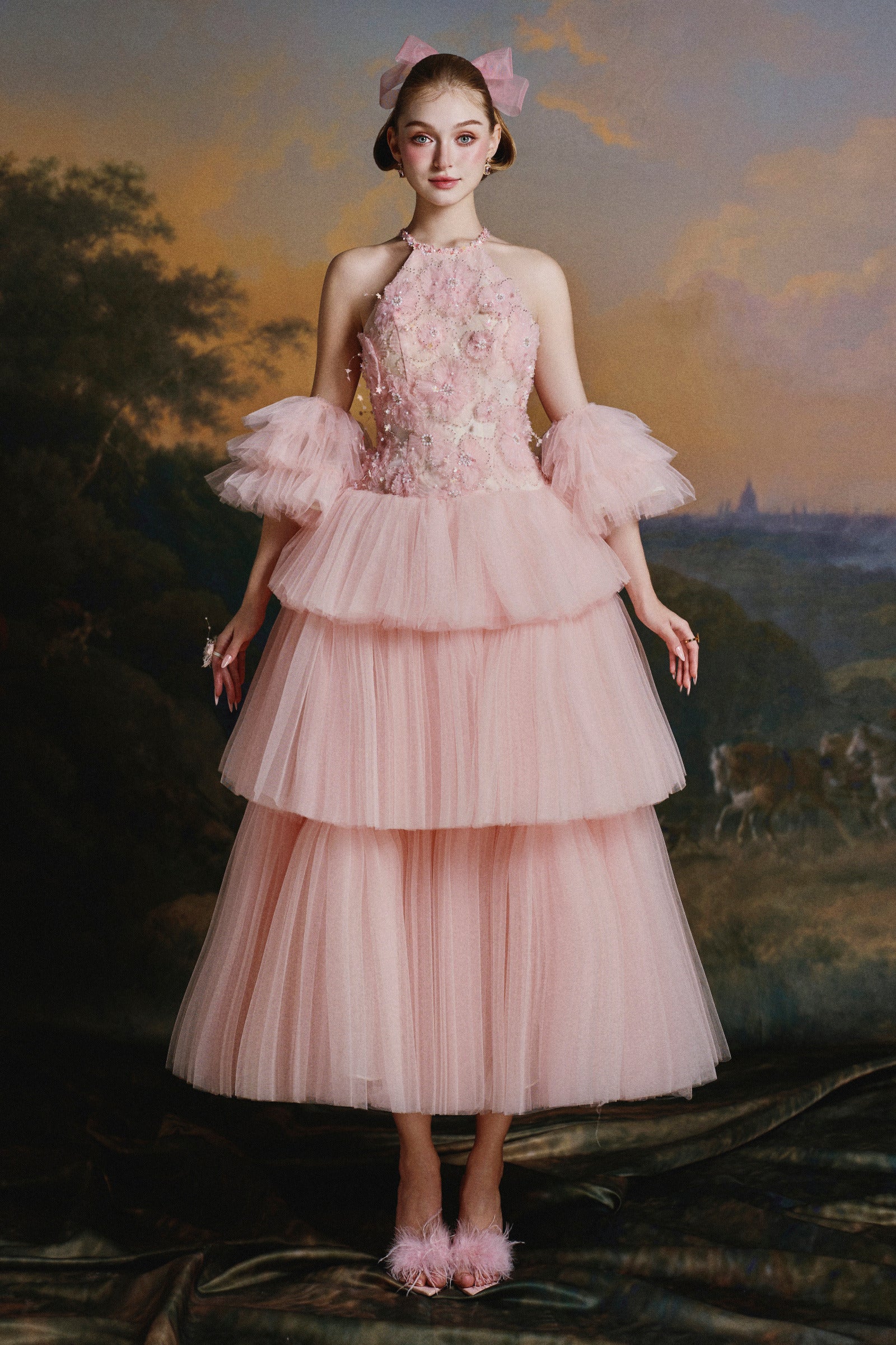 Penelope Tiered Tulle Midi Dress