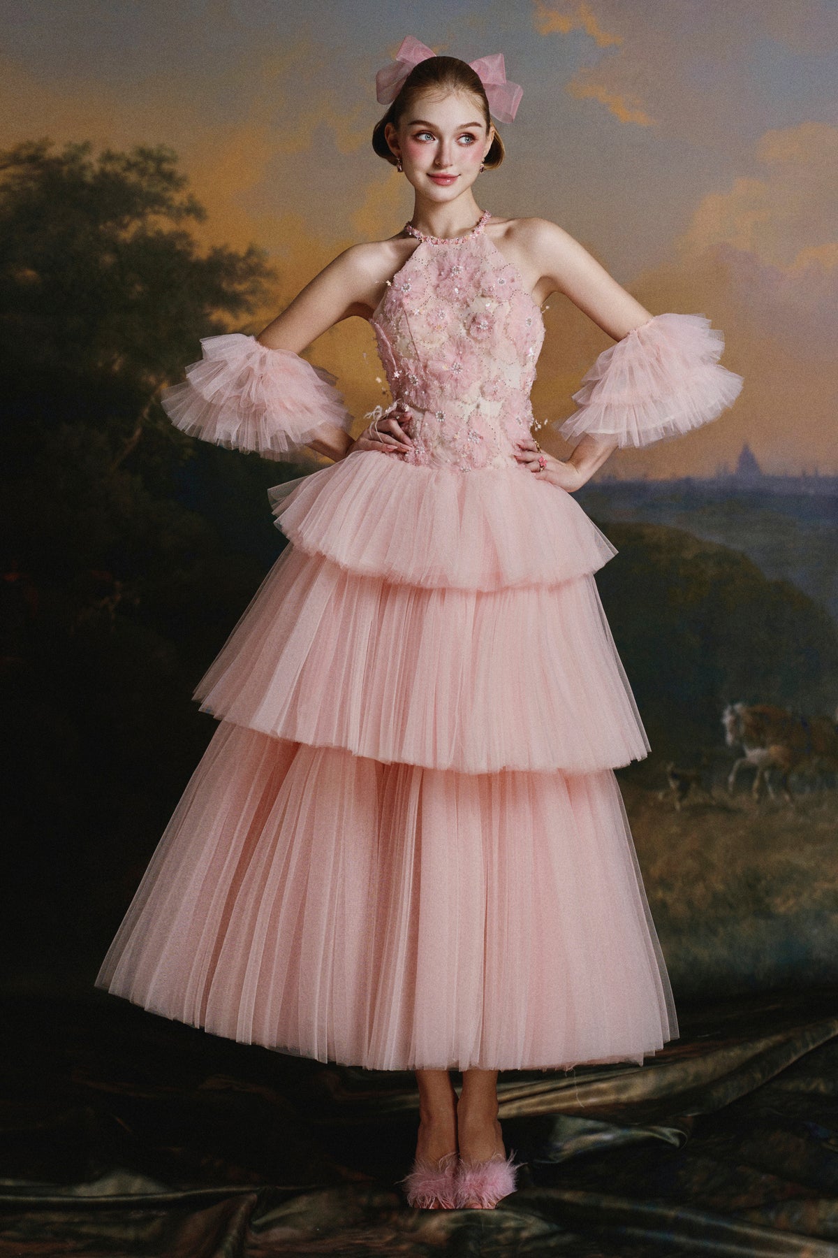 Penelope Tiered Tulle Midi Dress