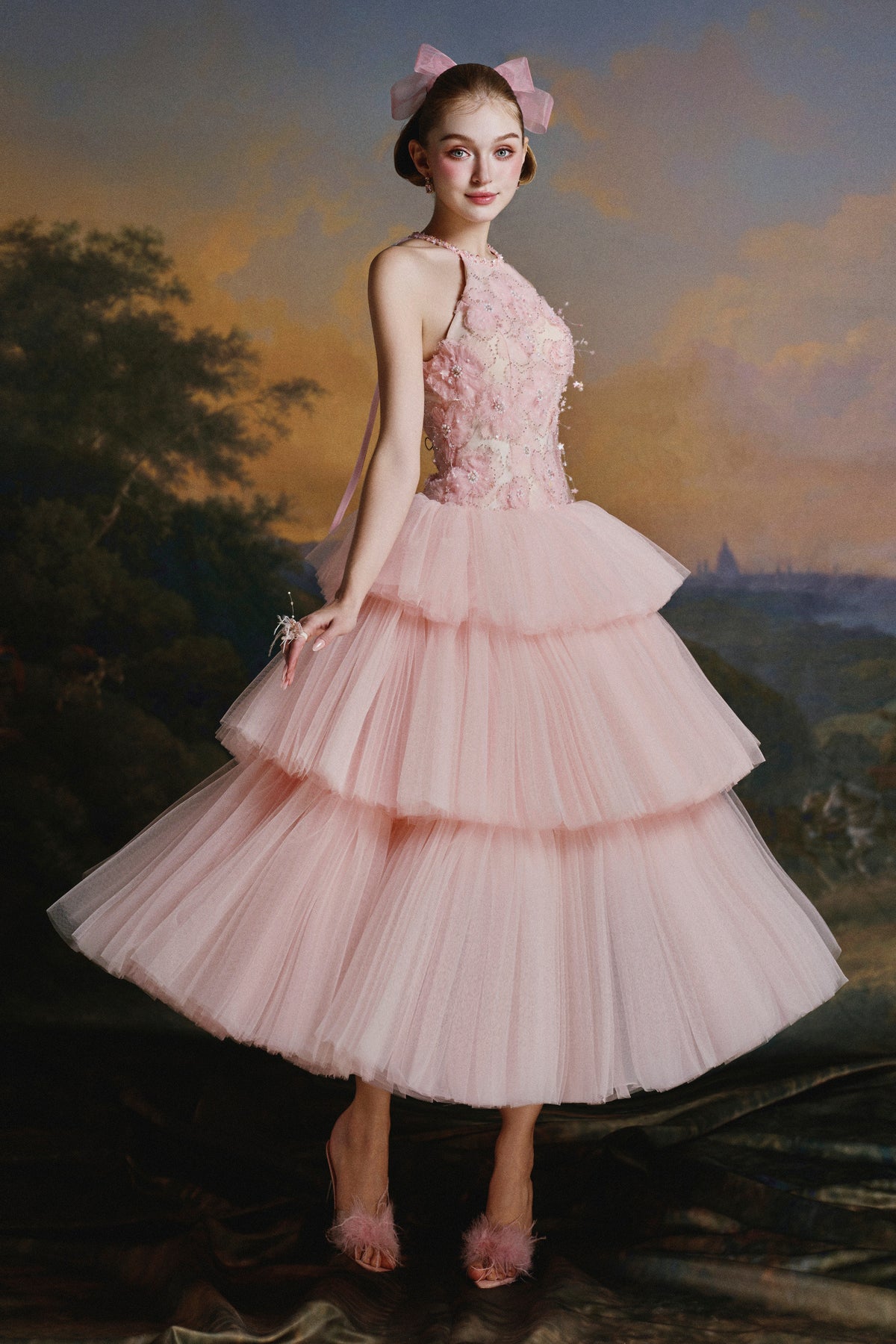 Penelope Tiered Tulle Midi Dress