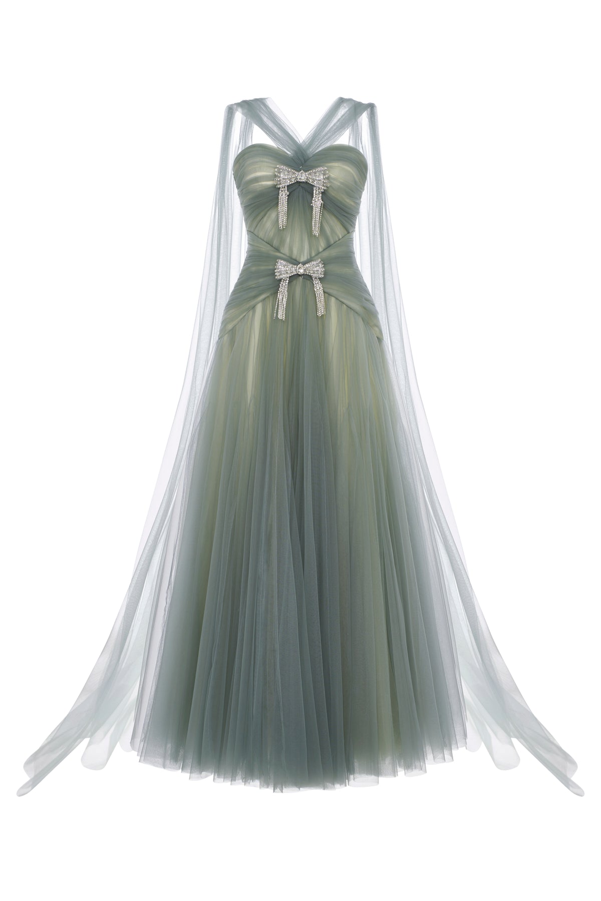 Lunelle Rhinestone Bow Maxi Dress